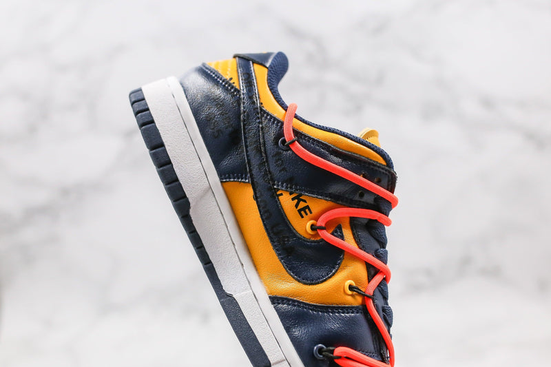 Nike Dunk Low Off White University Gold Mindnight Navy - ELEGANZ OUTLET