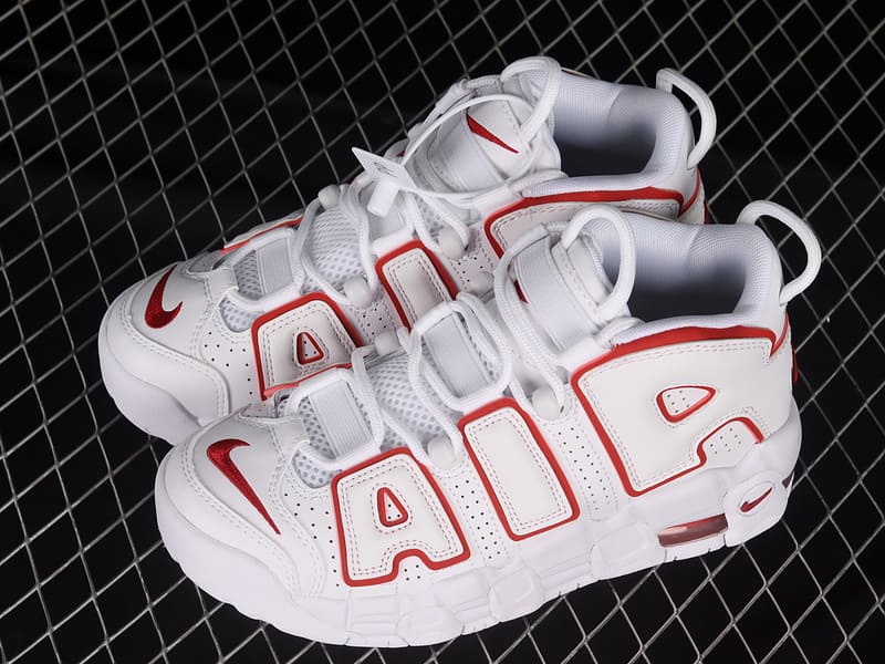 Nike Air More Uptempo White Varsity Red Outline 