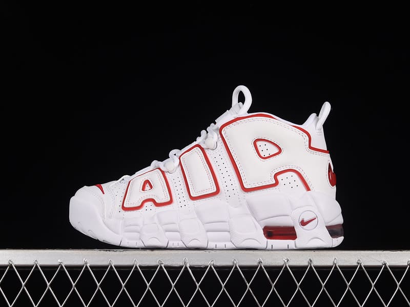 Nike Air More Uptempo White Varsity Red Outline 