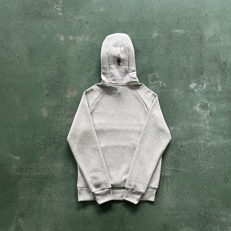 Trapstar Chenille Decoded 2.0 Hoodie Grey/Ice Blue Set 