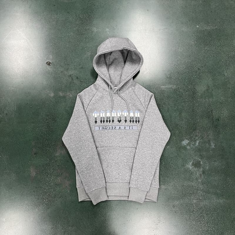 Trapstar Chenille Decoded 2.0 Hoodie Grey/Ice Blue Set 