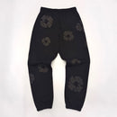 Tears Cotton Wreath Black Monochrome Denim Pants 