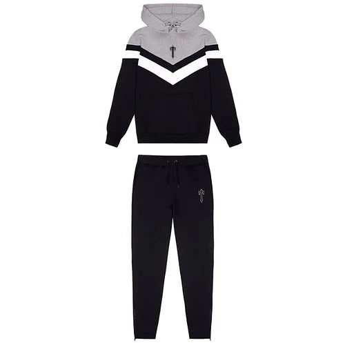 Trapstar V Stripe Hoodie Tracksuit Black Set 