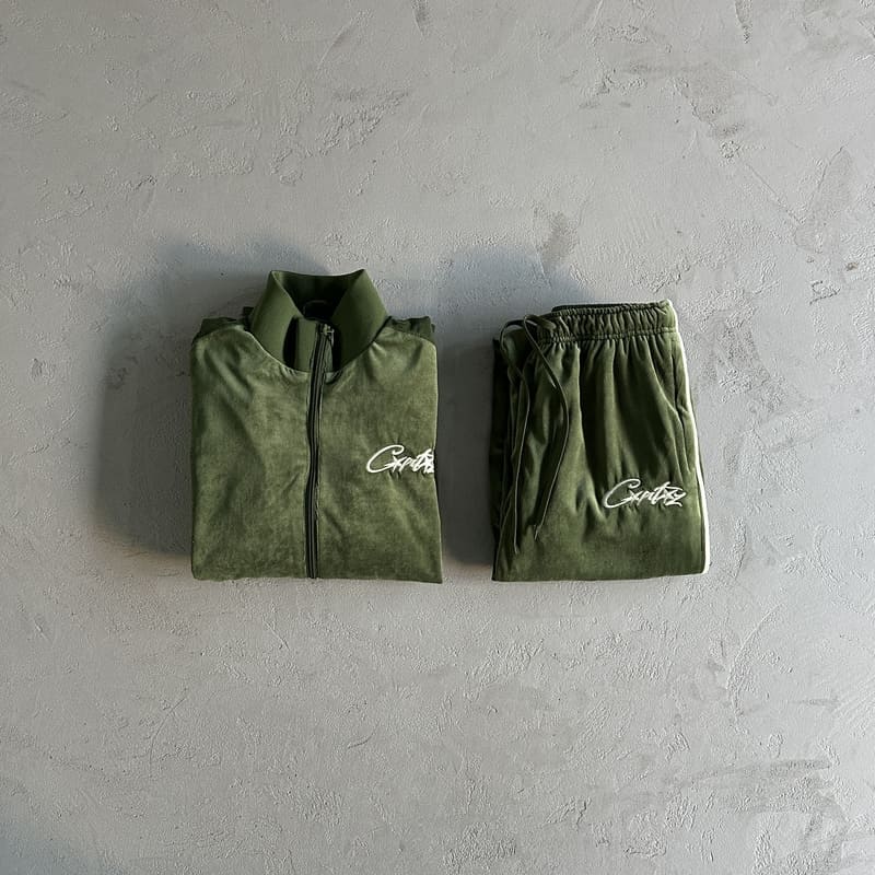 Corteiz VVS Velor Jacket Green Set 