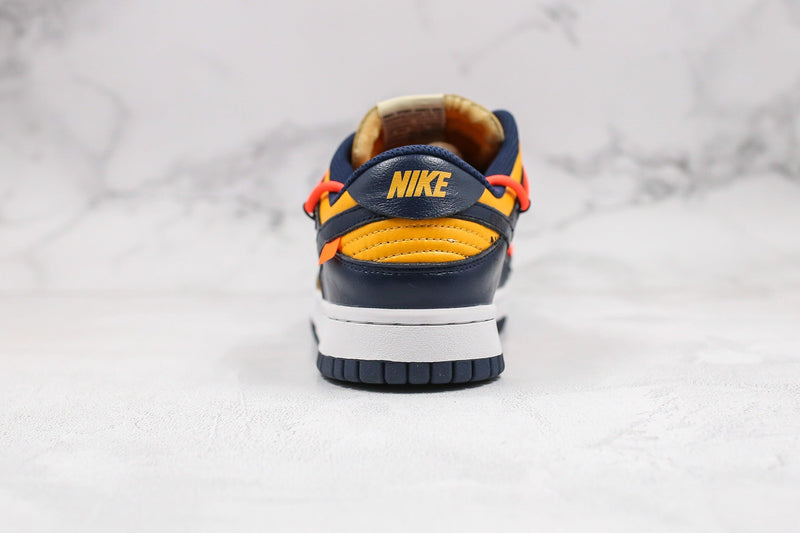 Nike Dunk Low Off White University Gold Mindnight Navy - ELEGANZ OUTLET