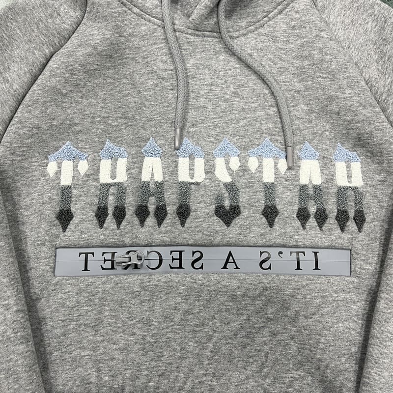 Trapstar Chenille Decoded 2.0 Hoodie Grey/Ice Blue Set 