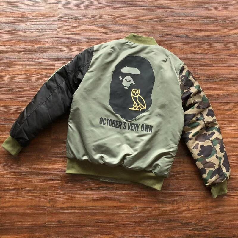 BAPE x OVO Loose Fit MA-1 Olive Drab Jacket 