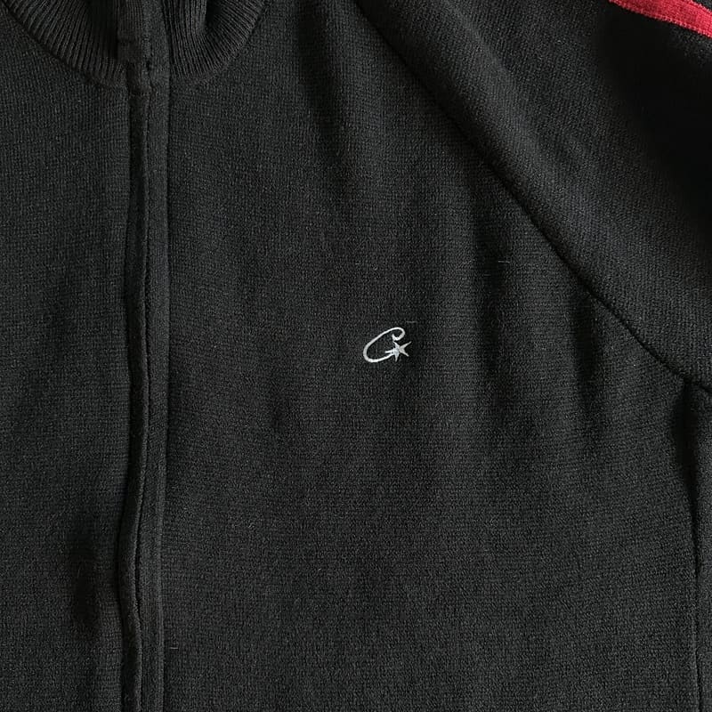 Corteiz Knit Zip Up Fleece Black/Red/Blue