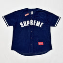 Supreme Ultrasuede Mesh Baseball T-Shirt Blue 