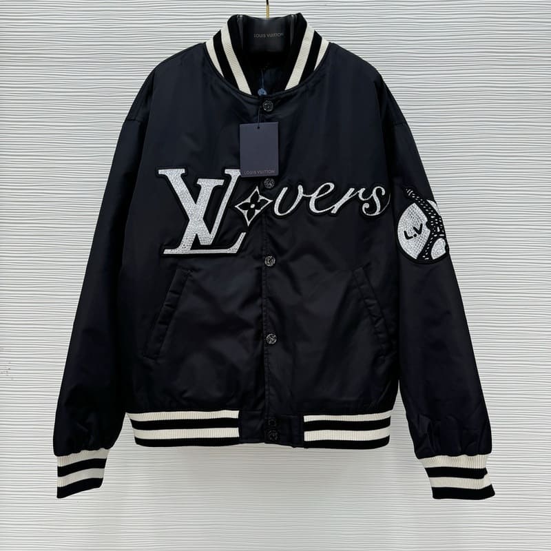 Louis Vuitton 'LV Lovers' Nylon Crystal Baseball Jacket 