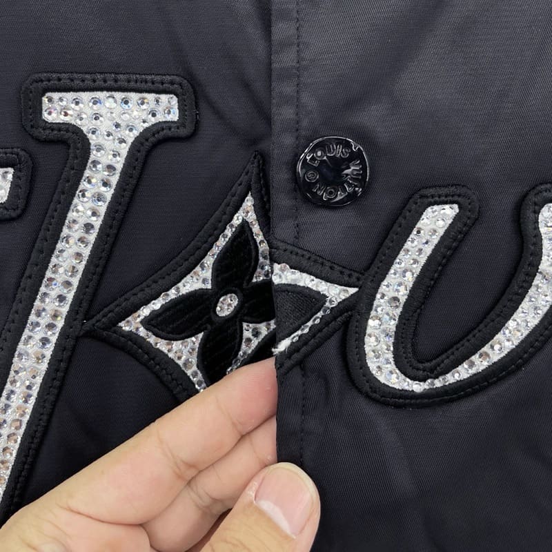 Louis Vuitton 'LV Lovers' Nylon Crystal Baseball Jacket 