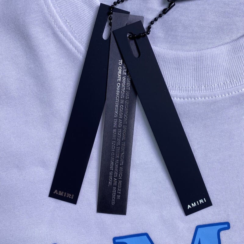 Camiseta Amiri Bar Logo Branca/Azul