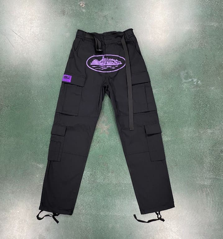 Corteiz Guerillaz Cargo Pants Black/Purple 