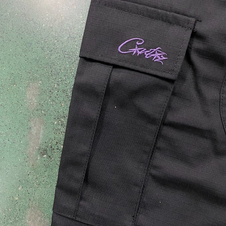 Corteiz Guerillaz Cargo Pants Black/Purple 