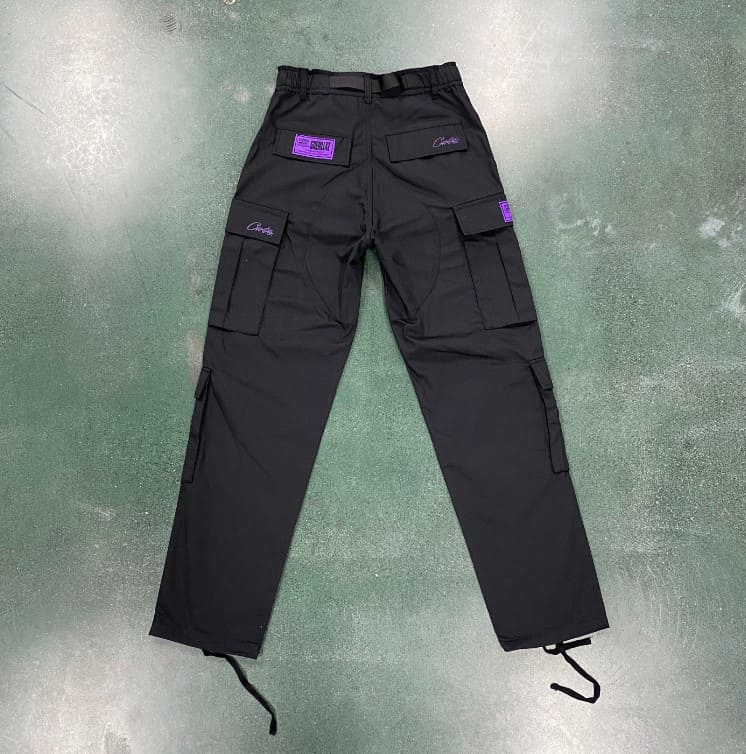 Corteiz Guerillaz Cargo Pants Black/Purple 