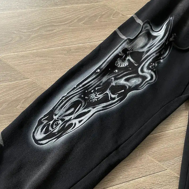 Calça Hellstar Airbrushed Skull Flare