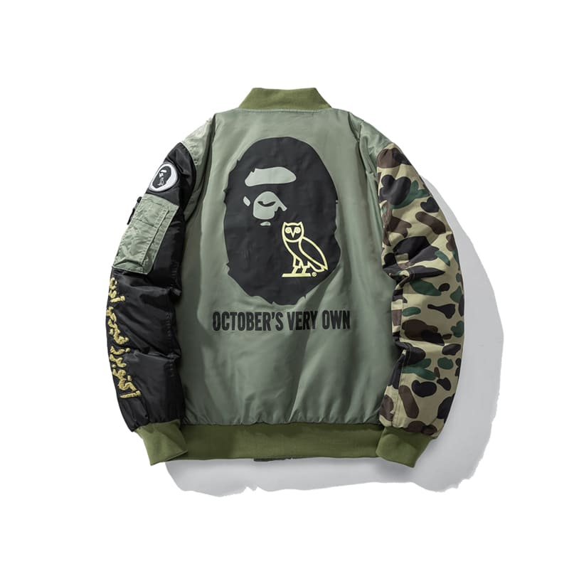 BAPE x OVO Loose Fit MA-1 Olive Drab Jacket 