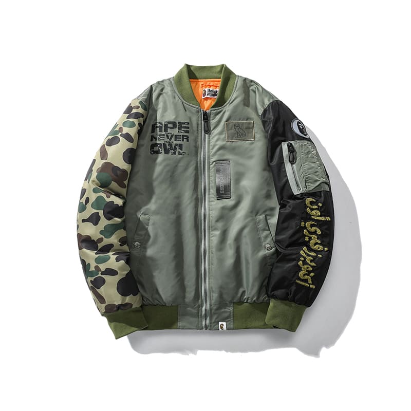 BAPE x OVO Loose Fit MA-1 Olive Drab Jacket 