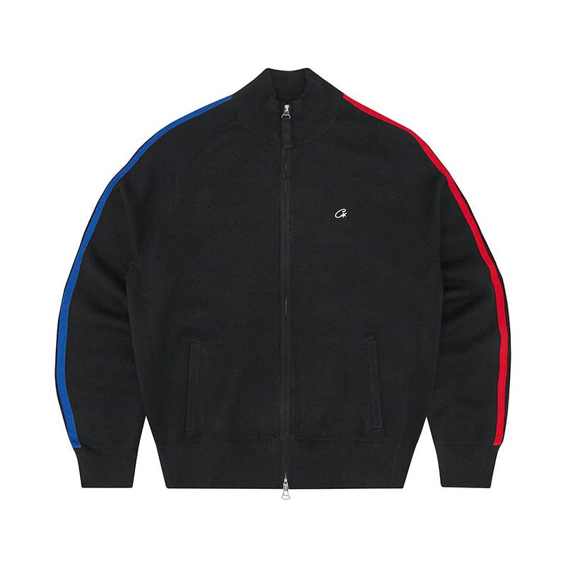 Corteiz Knit Zip Up Fleece Black/Red/Blue