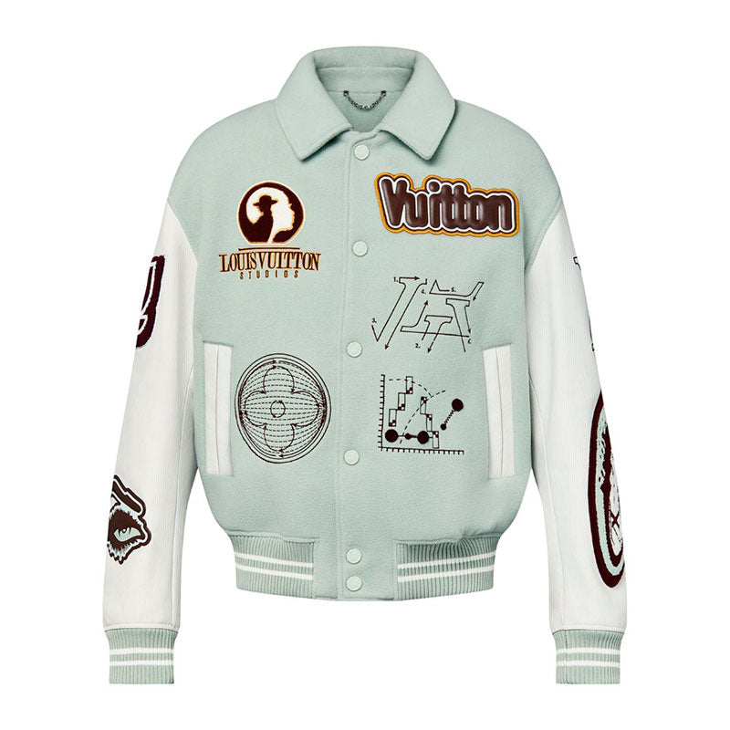 Louis Vuitton Leather and Wool Varsity Jacket 