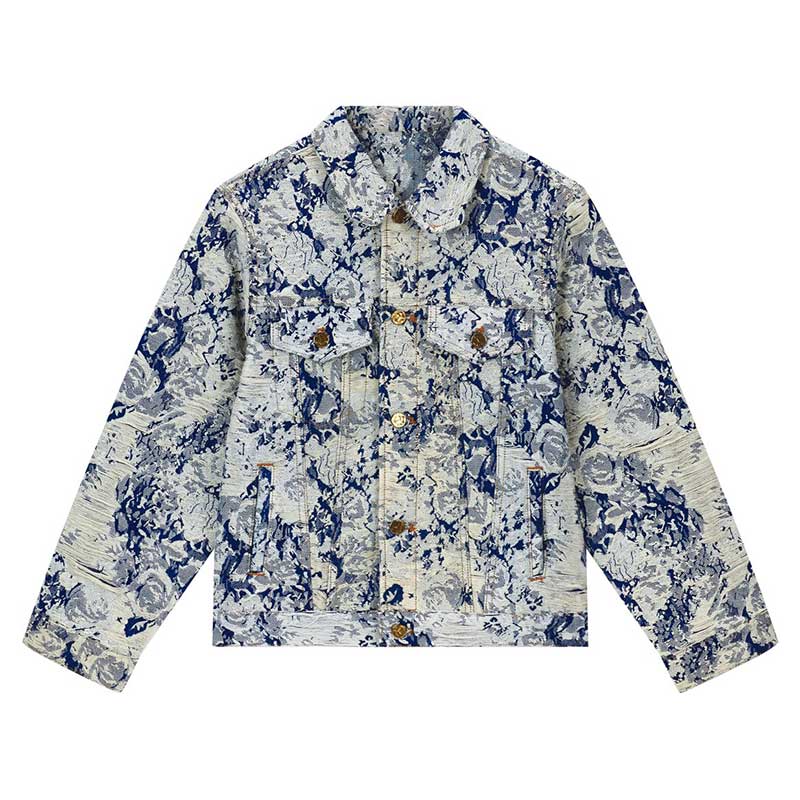 Louis Vuitton Distressed Floral Denim Jacket 