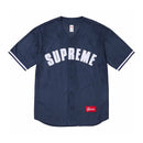 Supreme Ultrasuede Mesh Baseball T-Shirt Blue 
