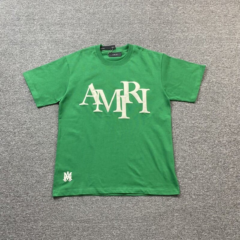 Camiseta Amiri Staggered Logo Verde