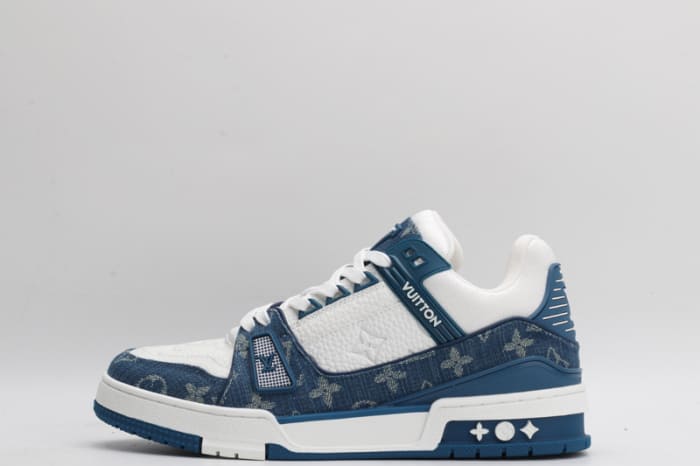 Louis Vuitton LV Trainer Monogram Denim White Blue 