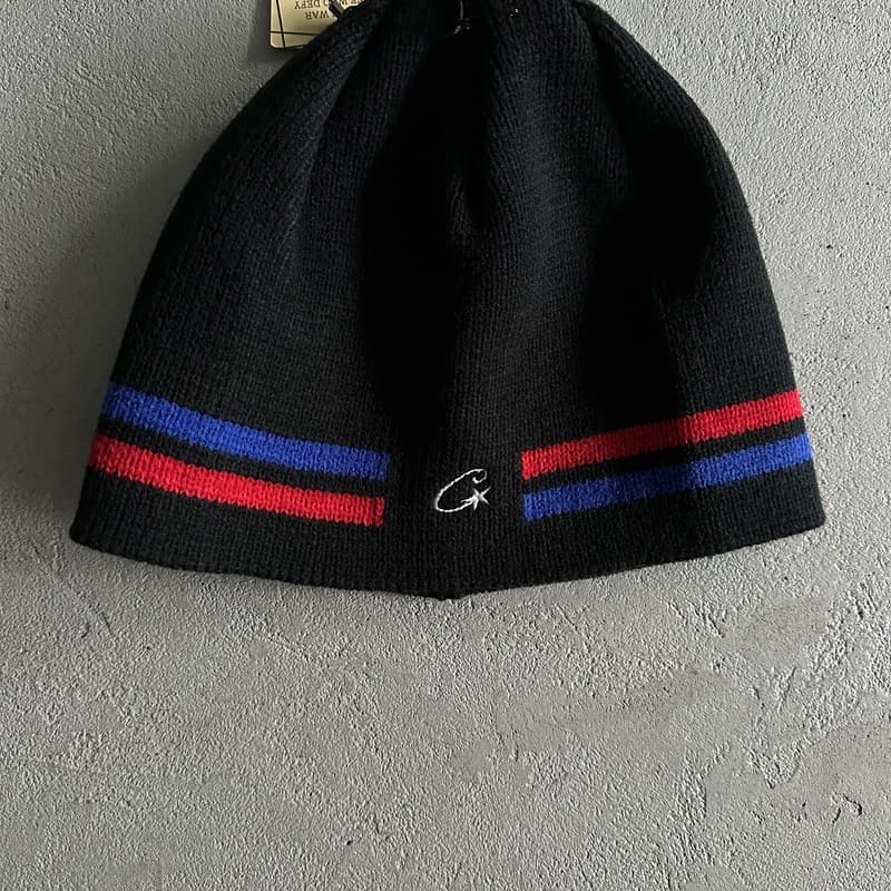 Corteiz Knit Beanie Black/Red/Blue 