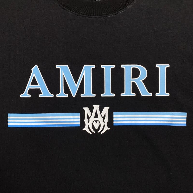 Camiseta Amiri Bar Logo Preto/Azul