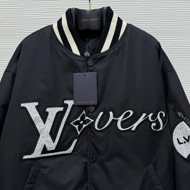 Louis Vuitton 'LV Lovers' Nylon Crystal Baseball Jacket 