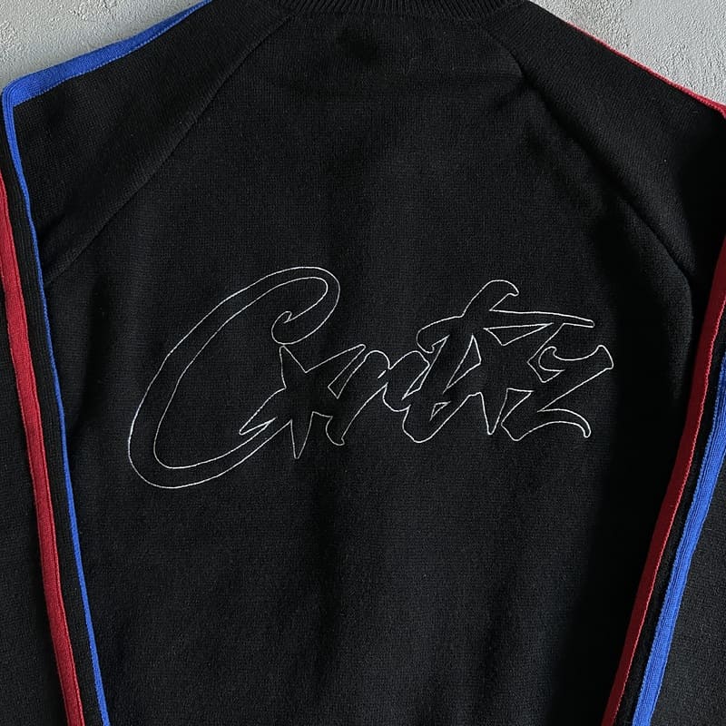 Corteiz Knit Zip Up Fleece Black/Red/Blue